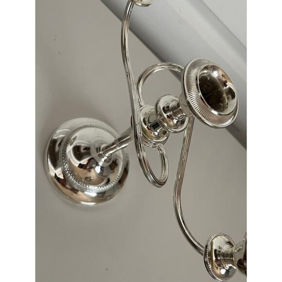 Silver Plate 3 Candle Candleabre Holder Twisting Arms Weighted Base - Picture 2 of 9